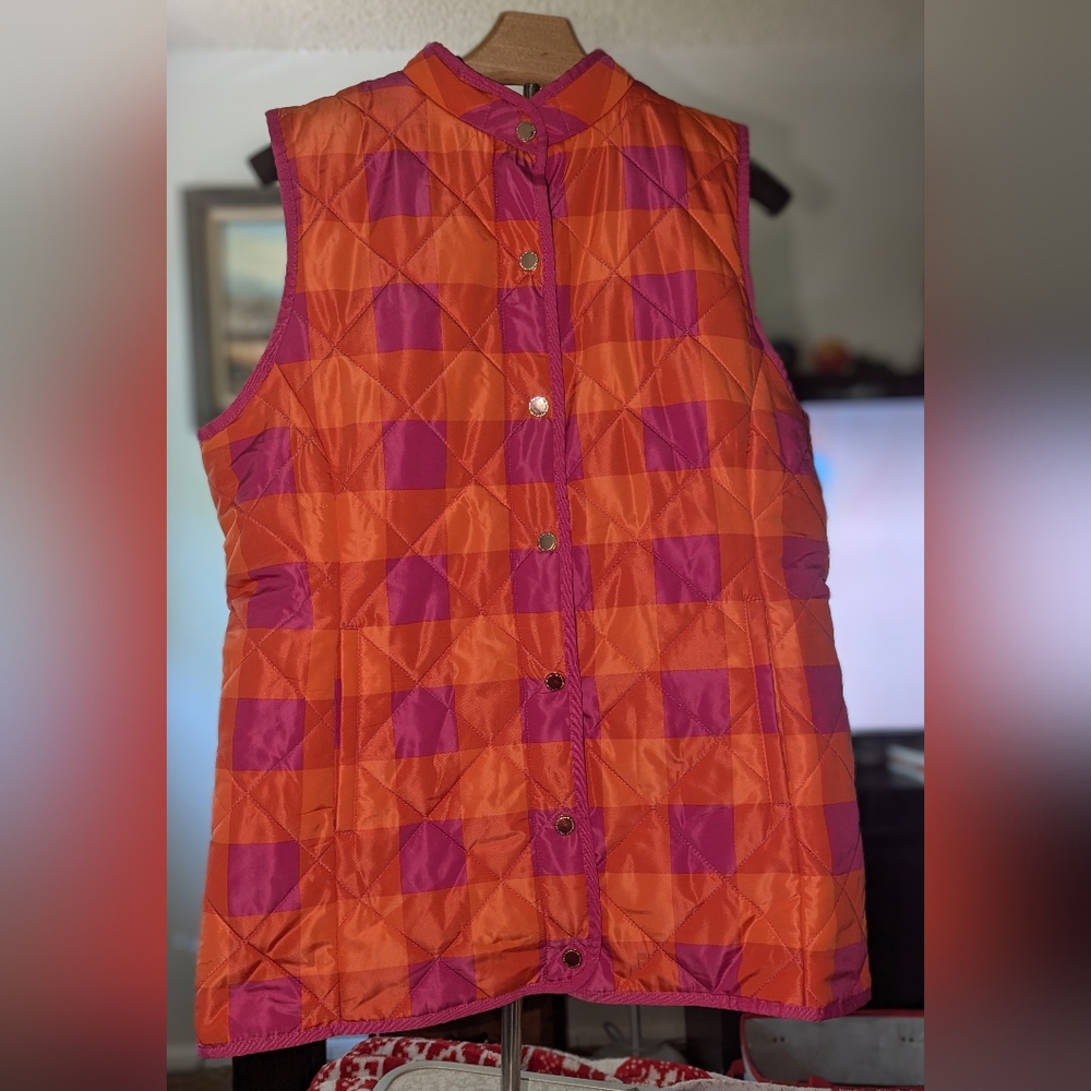 Isaac Mizrahi Vibrant Orange and Pink Vest